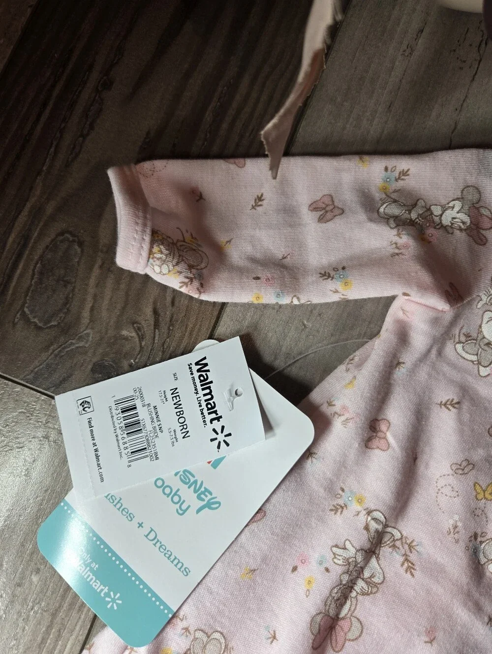 NWT Disney Pink Minnie Mouse Ruffle‑Trim Zip One‑Piece Footie – Size Newborn